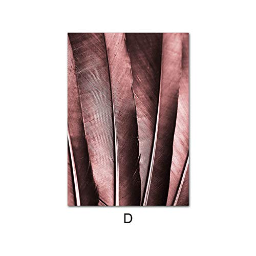 Póster de Moda escandinavo, Pluma de Flor Rosa, Estilo nórdico, Arte de Pared, Lienzo Impreso, Pintura, decoración Moderna para Sala de Estar, Imagen