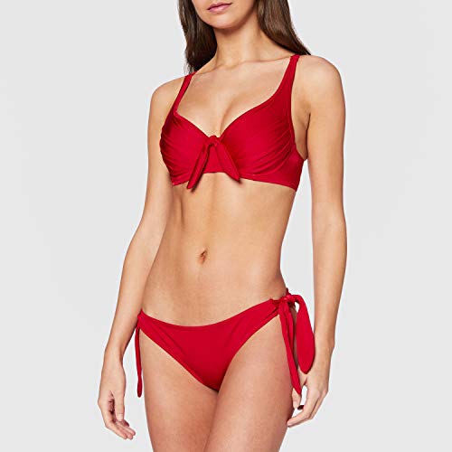 Pour Moi? Azure Underwired Lined Non Padded Top Parte Superior de Bikini, Deep Red, 34DD para Mujer