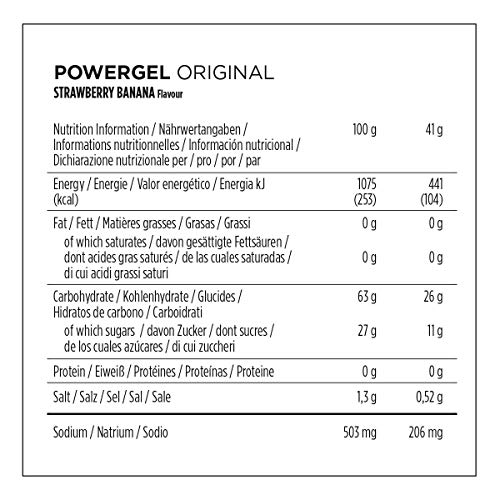 PowerBar PowerGel Original Strawberry-Banana 24x41g - High Carb Energy Gel + C2MAX Magnesio e Sodio