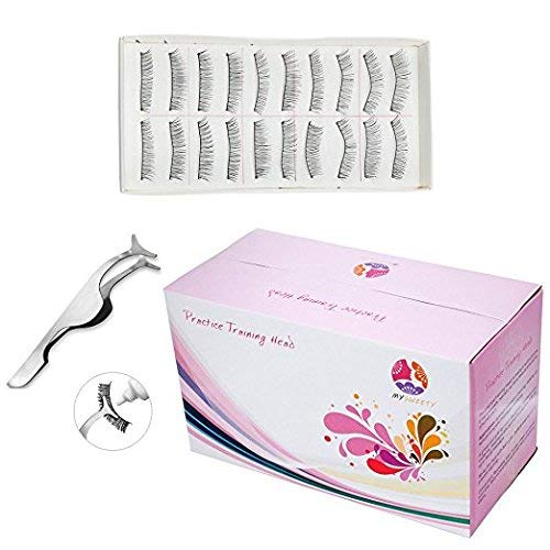 Práctica Cabeza de Entrenamiento, MYSWEETY Maniquí Cosmetología Maniquí Muñeca Cara de Cabeza Pestañas Maquillaje Masaje Practica con Pestañas de Entrenamiento Y Acero Inoxidable con Punta Recta