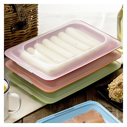 PracticFood - Lote de 3 Porta Embutidos y Alimentos Sistema FRESH, Conservación Optima de Lonchas en Nevera, Color Naranja, Medidas 17 x 3.2 x 25.2 cm