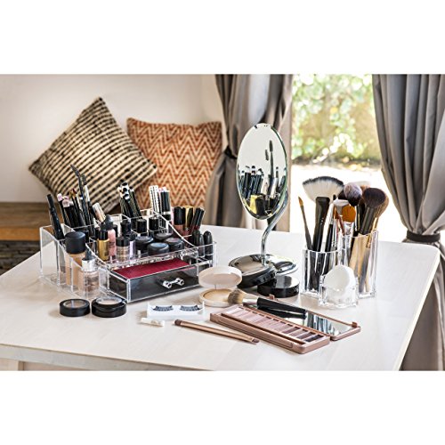 Premier Housewares – Organizador de cosméticos, 3 Compartimentos, Transparente, PS-polystyrene, 13,4 x 13,4 x 12 cm