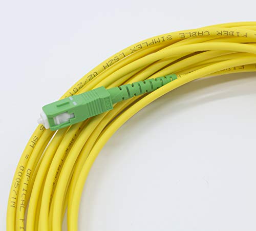 PRENDELUZ Cable Fibra ÓPTICA 20 Metros Universal - Color Amarillo SC/APC a SC/APC monomodo simplex 9/125, Compatible con Orange, Movistar, Vodafone, Jazztel.