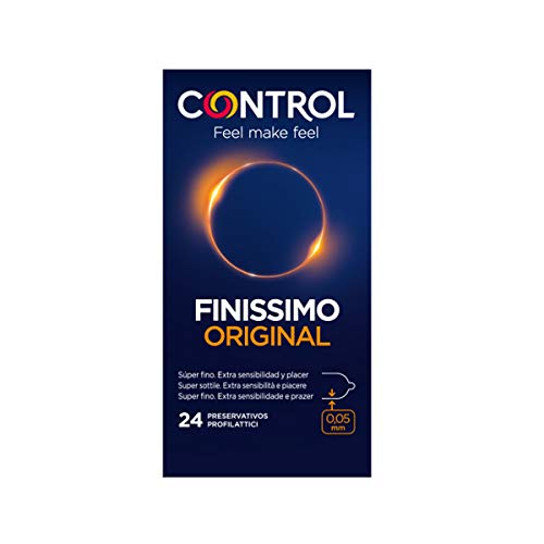 Preservativos Control Finissimo Original- Caja de condones muy finos, gama sensibilidad, lubricados, ajuste perfecto, sexo seguro, 24 unidades (pack ahorro)