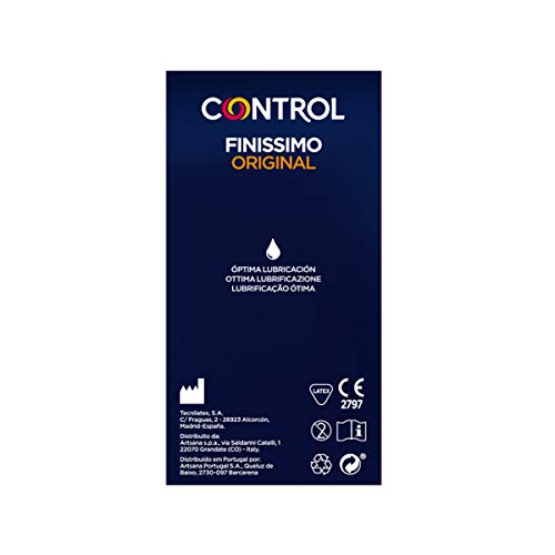 Preservativos Control Finissimo Original- Caja de condones muy finos, gama sensibilidad, lubricados, ajuste perfecto, sexo seguro, 24 unidades (pack ahorro)