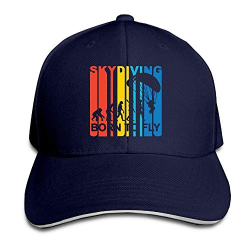 Presock Gorra De Béisbol,Gorro/Gorra Unisex Retro Skydiving Born to Fly Adult Adjustable Snapback Hats Trucker Cap