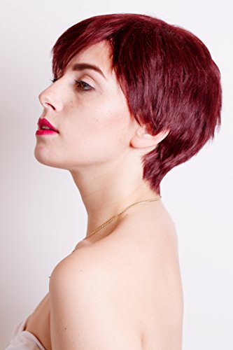 Prettyland C710-30cm Peluca estructurada en color rojo vino oscuro en capas y de Corte a la moda