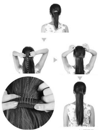 Prettyshop - Extensiones de pelo tipo cola de caballo de 60 cm, resistentes al calor, diseño liso Dirty Blonde mix # 27T613 HC26