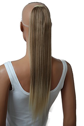 Prettyshop - Extensiones de pelo tipo cola de caballo de 60 cm, resistentes al calor, diseño liso Dirty Blonde mix # 27T613 HC26