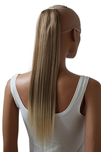 Prettyshop - Extensiones de pelo tipo cola de caballo de 60 cm, resistentes al calor, diseño liso Dirty Blonde mix # 27T613 HC26