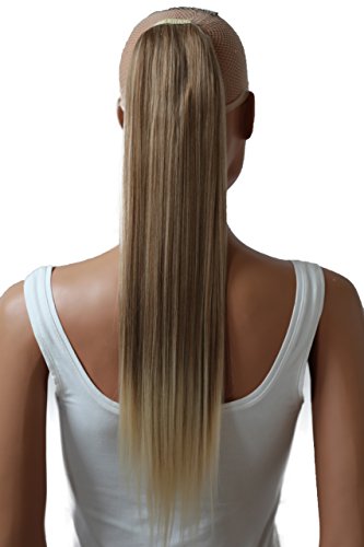 Prettyshop - Extensiones de pelo tipo cola de caballo de 60 cm, resistentes al calor, diseño liso Dirty Blonde mix # 27T613 HC26