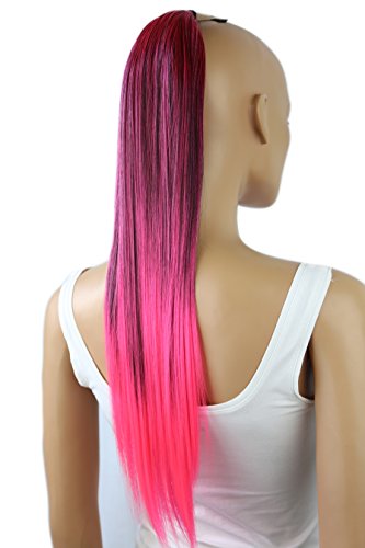 Prettyshop - Extensiones de pelo tipo cola de caballo de 60 cm, resistentes al calor, diseño liso nero rosa mix # 1T8C HCB3