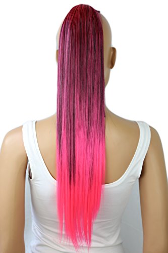 Prettyshop - Extensiones de pelo tipo cola de caballo de 60 cm, resistentes al calor, diseño liso nero rosa mix # 1T8C HCB3