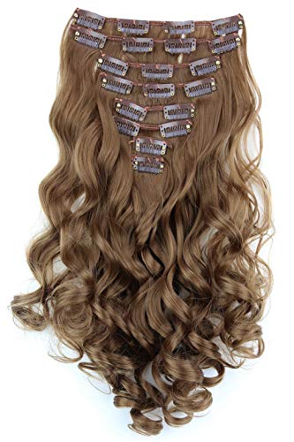 PRETTYSHOP XL Set 7 piezas de 60cm clip en las extensiones del pelo cabeza completa Hairpiece ondulado o recto Heat-Resistir Div. Colores