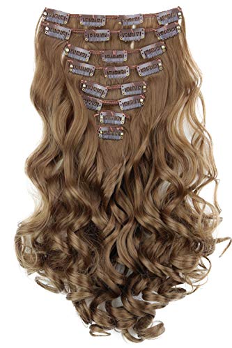 PRETTYSHOP XL Set 7 piezas de 60cm clip en las extensiones del pelo cabeza completa Hairpiece ondulado o recto Heat-Resistir Div. Colores