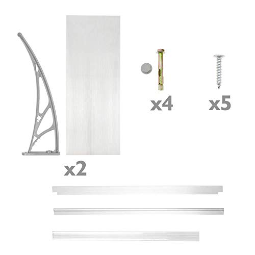PrimeMatik - Tejadillo de protección 100x60cm Marquesina para Puertas y Ventanas Gris