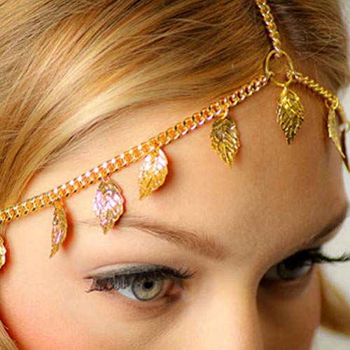 Princesa corona Tiara de la boda 2 Unids Hairband Cadena Bohemia Joyería Tocado de La Cadena de la Hoja Hairband Cadena perla real Corona decoraciones de la cadena del tocado