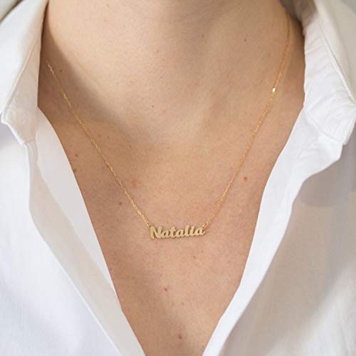 PRIORITY Gargantilla con Nombre Personalizado en Oro 18K | Collar Nombre Oro | Gargantilla Nombre Personalizado | Colgante Personalizado Oro