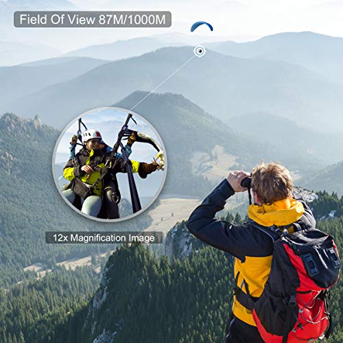 Prismáticos, Zaeel 12x50 Binoculares Profesionales, Telescopio de Prismáticos Compactos e Impermeables con Lentes Multicapa, Aumento de alta Potencia con Estuche, Tapas de Lentes, Correa y Tela