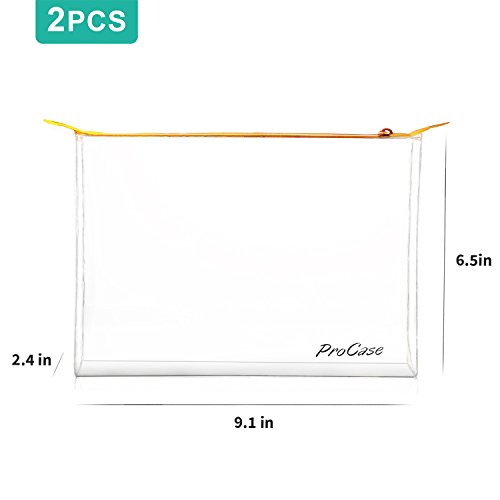 ProCase 2 uds. Neceser Transparente de Viaje TSA Aprobado, Bolso Práctico con Cremallera de Cuarto de Galón para Aeropuerto, Bolsa Transparente de Mano para Líquido Crema Cosmético Aseo