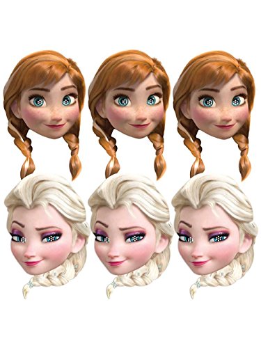 Procos 85967 - Máscaras de papel de Disney Frozen (Anna y Elsa), multicolor - 6 unidades