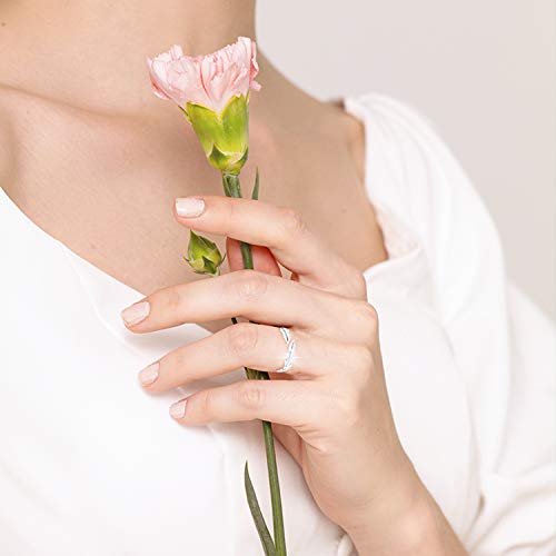 PROJEWE Anillo De Plata Esterlina 925 Anillos de Compromiso Boda Pluma para Mujer Niñas Anillo Hojas Alas de Angel Anillo Abierto Ajustable