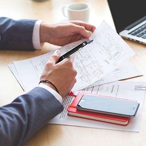 PROKING P-Stylo - Lápiz Capacitivo, 2 en 1, Bolígrafo Universal para Pantallas Táctiles iPad, iPhone, Kindle, Samsung, HTC, Tabletas, Negro / Plata