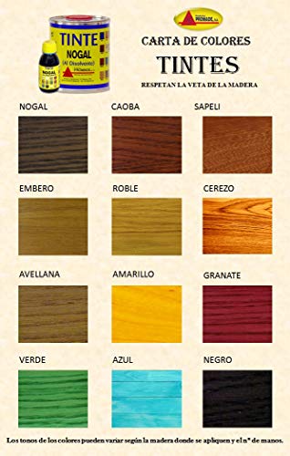 Promade - Tinte al disolvente para teñir la madera. Tonos de madera y colores vivos y modernos (375 ml, Caoba)