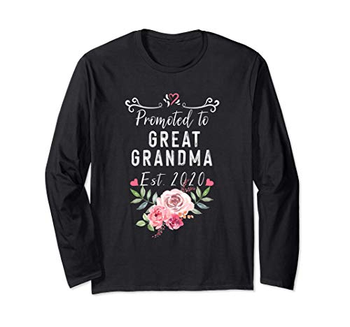 Promocionado a Great Grandma Est 2020 Baby Announcement Gift Manga Larga