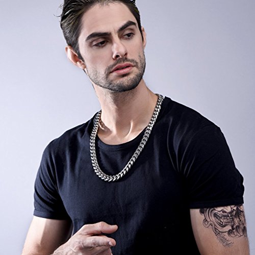 PROSTEEL Collar Hombre Cuba Curb Cadena Gruesa Cadena Cubana Cadena Serpiente Cadena Chula Cadena Gruesa Cadena de Plata Acero Inoxidable Perfecto Regalo