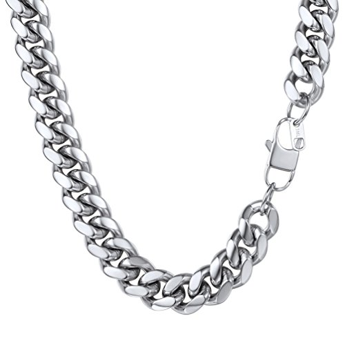 PROSTEEL Collar Hombre Cuba Curb Cadena Gruesa Cadena Cubana Cadena Serpiente Cadena Chula Cadena Gruesa Cadena de Plata Acero Inoxidable Perfecto Regalo