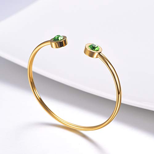 PROSTEEL Pulsera Mujer Fino de Acero Inoxidable con Piedra de Nacimiento Enero-Diciembre Tamaño Ajustable Regalo para Mujer