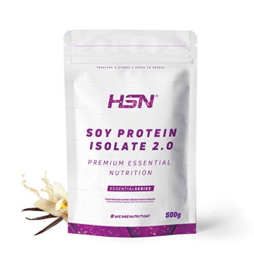 Proteína de Soja Aislada de HSN | Vegan Protein | Proteína Vegana con Stevia | Soy Protein Isolate | Sin Gluten, Sin Colesterol, Sin OMG, Sin Azúcar, Sin Lactosa, Sabor Vainilla, 500g