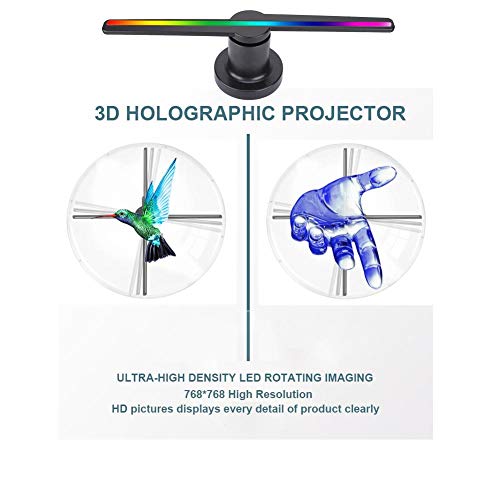 Proyector Holográfico WiFi 3D, Proyector Publicitario de Holograma 3D,Máquina de Publicidad de Proyección,de 17 Pulgadas de Diámetro,con Alta Resolución 768 * 768(UE)