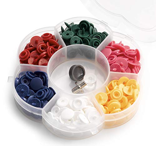 Prym Love Snaps Mini Caja de 6 Colores + Juego de Herramientas 72 Piezas, Multicolor, Talla única