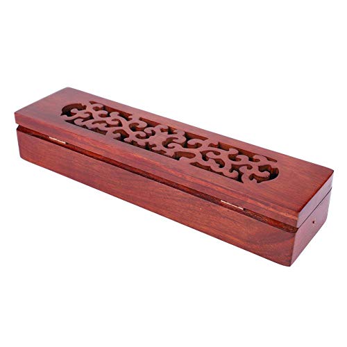 Pssopp Incienso Stick Holder Box Hecho a Mano Incienso Stick Madera Joss Stick Cono Holder Quemador Caja de Almacenamiento Ash Catcher con hogar Templo Budista Accesorio(Venta Corta)