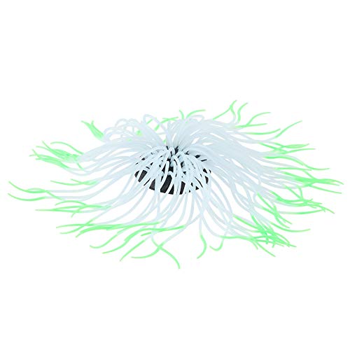 Pssopp Simulación de Silicona Luminosa anémona de mar Adorno Artificial Coral Plant Simulación ecológica Simulación de anémona de mar para Acuario Decoración de Acuario con Ventosa(Verde)