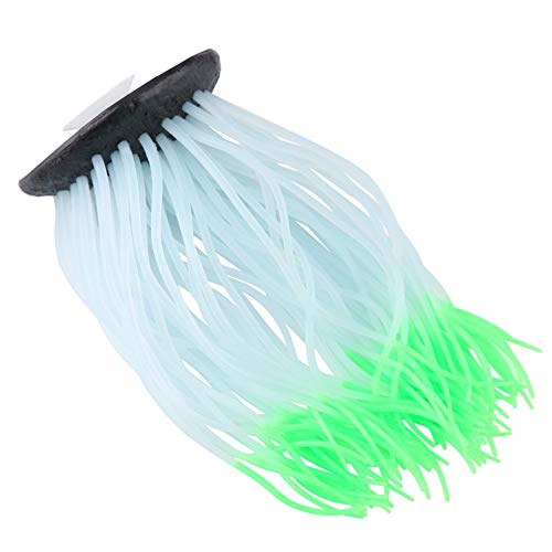 Pssopp Simulación de Silicona Luminosa anémona de mar Adorno Artificial Coral Plant Simulación ecológica Simulación de anémona de mar para Acuario Decoración de Acuario con Ventosa(Verde)