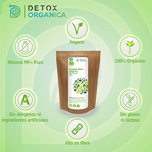 Psyllium Husk Powder BIO 500 g | Cáscaras De Psyllium Rubio Orgánico Triturado | Plantago Ovata Alto En Fibra - Sin Gluten – Apto Para Veganos | Control De Apetito – Mejora La Digestión