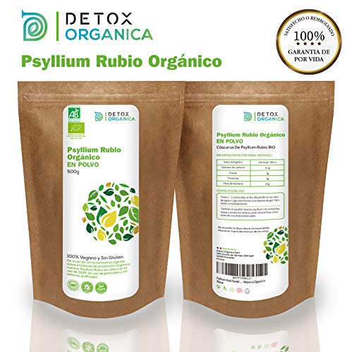 Psyllium Husk Powder BIO 500 g | Cáscaras De Psyllium Rubio Orgánico Triturado | Plantago Ovata Alto En Fibra - Sin Gluten – Apto Para Veganos | Control De Apetito – Mejora La Digestión