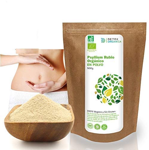 Psyllium Husk Powder BIO 500 g | Cáscaras De Psyllium Rubio Orgánico Triturado | Plantago Ovata Alto En Fibra - Sin Gluten – Apto Para Veganos | Control De Apetito – Mejora La Digestión