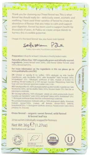 Pukka Herbs Organic Three Fennel Tea - Pack of 20 Sachets