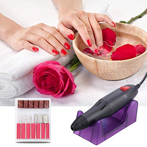 Pulidor Esmeril limas de uñas profesionales eléctricas Máquina lijadora Pedicura lijadora eléctrica con 6 Brocas Pulidor Broca y 150 bandas de lijado Torno para uñas para Manicura y Pedicura