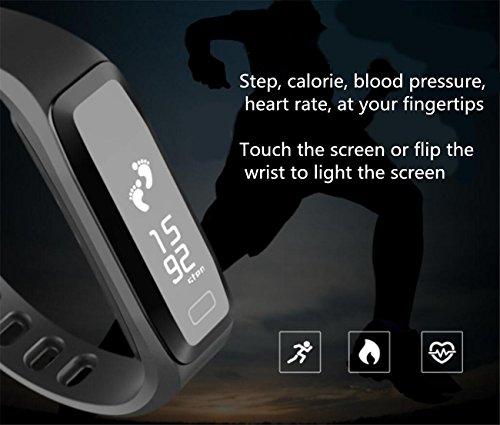 Pulsera Inteligente ® G15 información de pulsera inteligente llamada tasa de monitor de oxígeno a la presión recordatorio empuje rechazar reloj del movimiento del podómetro , black