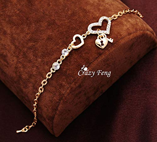Pulsera Mujeres del Oro del Color del Brillo De Moda   Crystal   Pulseras Y Brazaletes   Mujeres   Corazón   Forma   Pulsera De   Regalo De La Joye