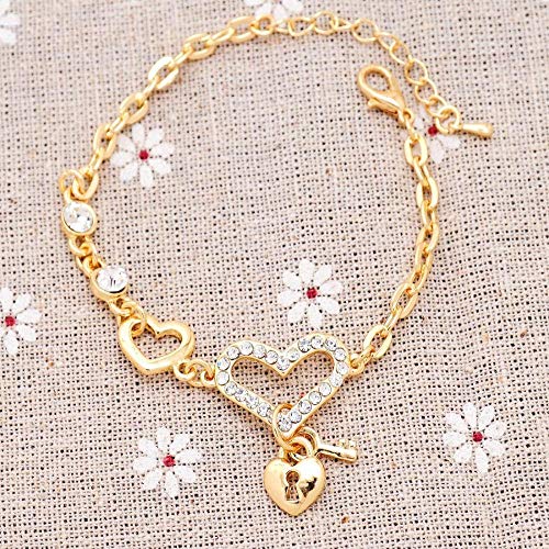 Pulsera Mujeres del Oro del Color del Brillo De Moda   Crystal   Pulseras Y Brazaletes   Mujeres   Corazón   Forma   Pulsera De   Regalo De La Joye