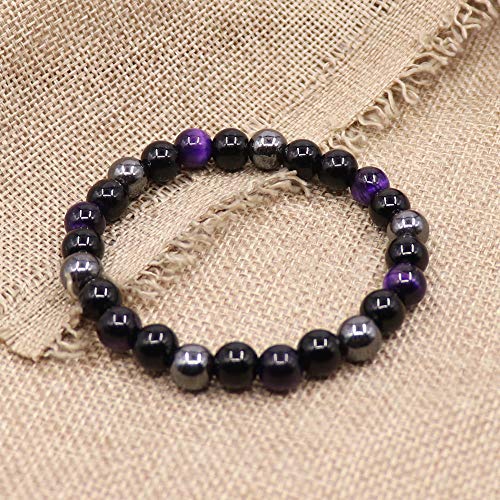 Pulsera Triple Protección Ojo de Tigre Cuentas de Hematita y Obsidiana Negra por UEUC