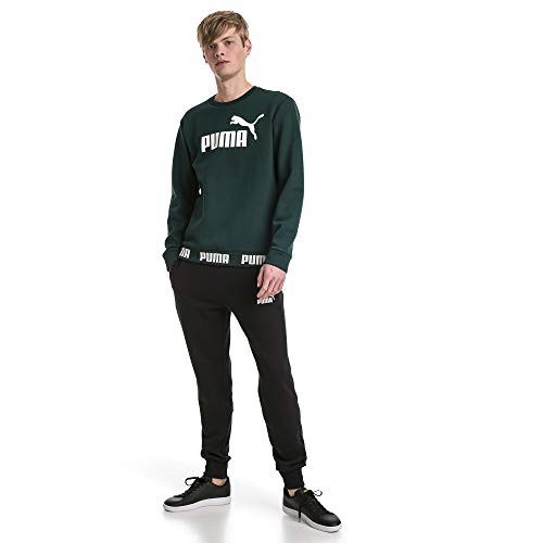 PUMA Amplified Crew, Hombre, 854657-30, Verde oscuro - Blanco, extra-large