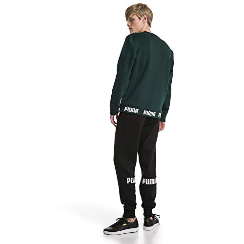 PUMA Amplified Crew, Hombre, 854657-30, Verde oscuro - Blanco, extra-large