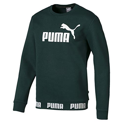 PUMA Amplified Crew, Hombre, 854657-30, Verde oscuro - Blanco, extra-large